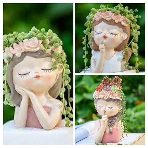 Cute Beautiful Combo Pack of 3 Girls Succulent Planter Pots Resin...