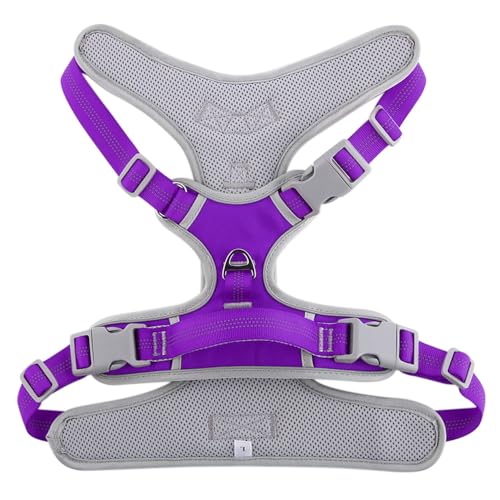 GIEOKDWO 犬 ハーネス メッシュ素材 通気性一番 夜間反射 引っ張り防止 歩行補助 人気 可愛い 軽量 小型犬 中型犬 大型犬 止 胴輪 調節可能 散歩用 パープル 外出時のペット