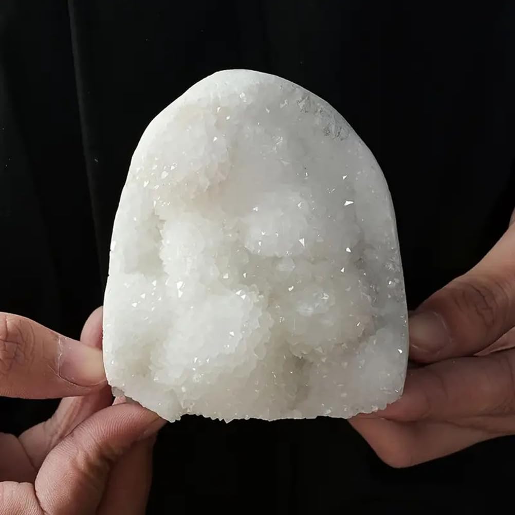BJXKHFPIV Clear Quartz Crystal Cluster,White Standing Crystal Geode,Stunning White Crystal for Home Decor, and,400~500g