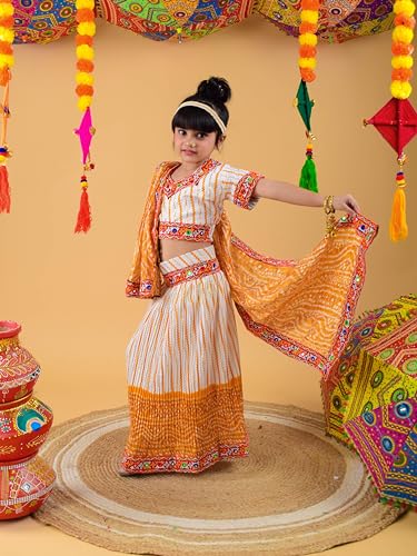 Image of AHHAAAA Kids Ethnic Ghoomar Lehenga Choli-Chania Choli with Dupatta Set for Baby Girls Y0033