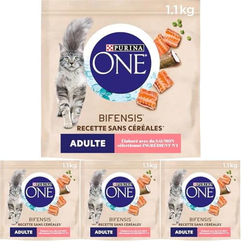 PURINA ONE Bifensis sans Céréales | Croquettes Au Saumon pour Chats Adultes | Sac de 1,1kg (Lot...