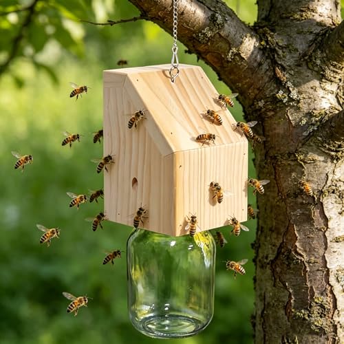 Piège à abeilles charpentières suspendu et résistant aux intempéries