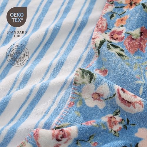 Manta Floral Reversible para Sofá BLOOMHAVEN de Franela Coco Suave 50 x 60 pulgadas miniatura 5