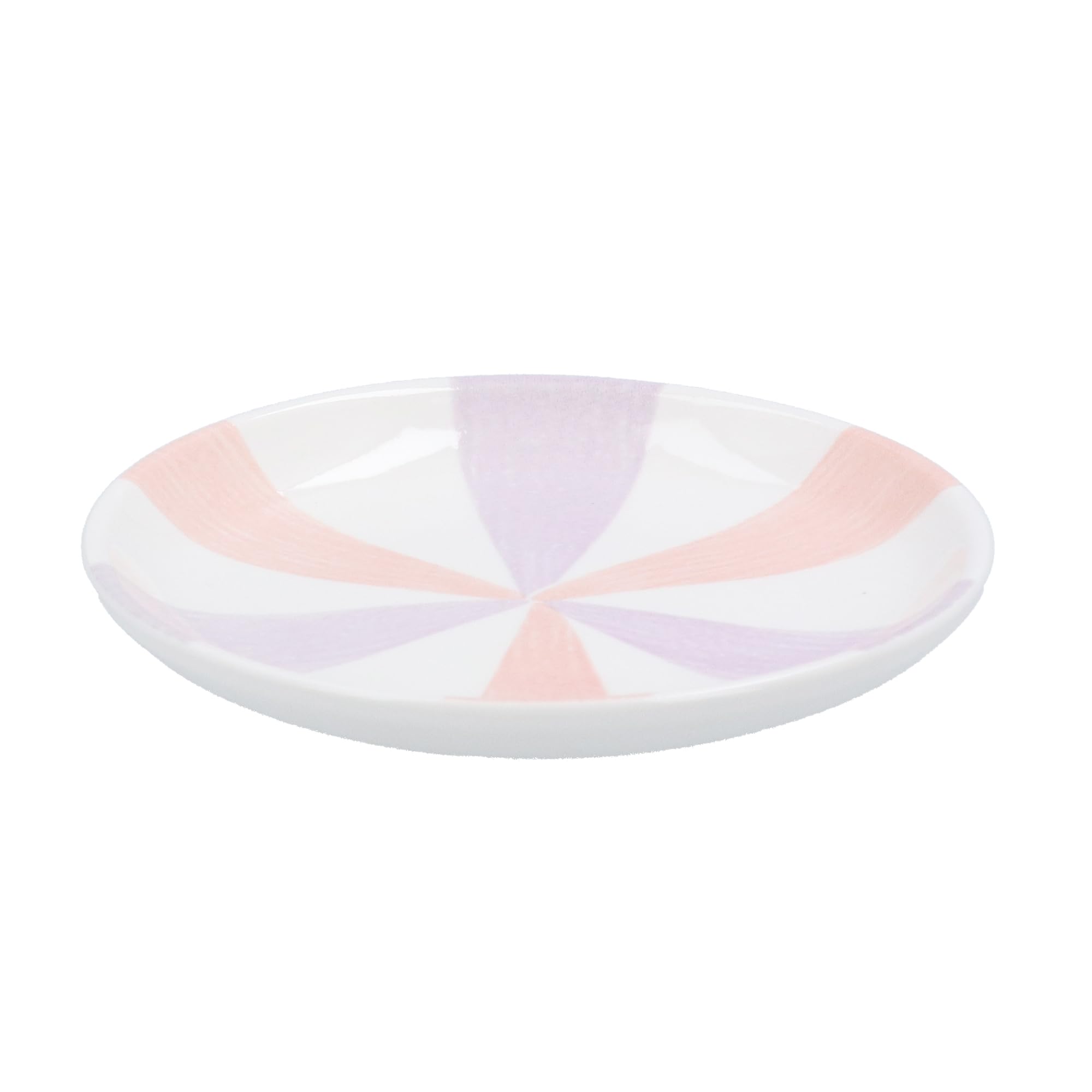 Gisela Graham Pink And Lilac Stripe Trinket Dish, Round, Porcelain, 10Cm