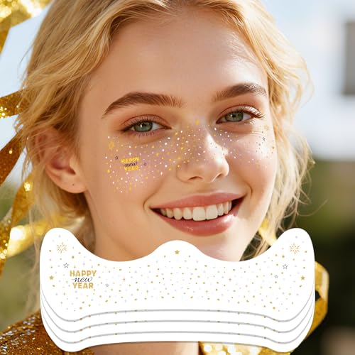 Ovasorve Happy New Year Freckles Face Tattoo - Glittering Stars &...