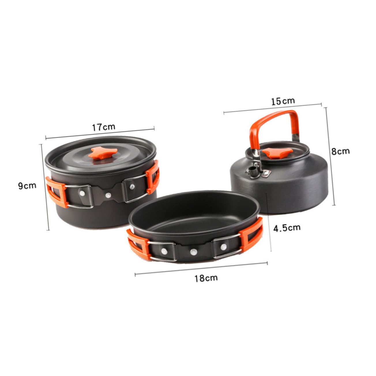 KESYOO 1Set Portable Camping Cookware Person Teapot and Cooking Pan Durable Outdoor Cooking Utensils for BBQ Hiking and Backpacking Orange
