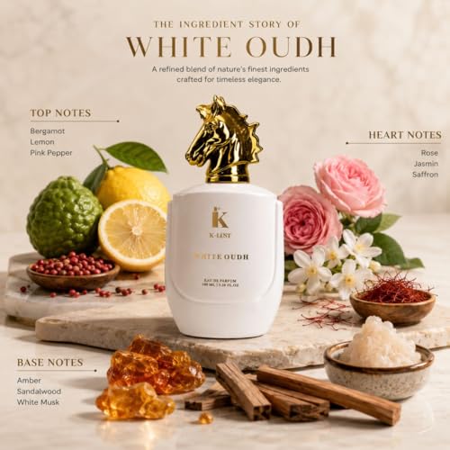 Image of K-Lust White Oudh Unisex Perfume (100ml) | Long Lasting Luxury Oud Fragrance | Premium Eau De Parfum | Woody Floral Perfume for Men & Women