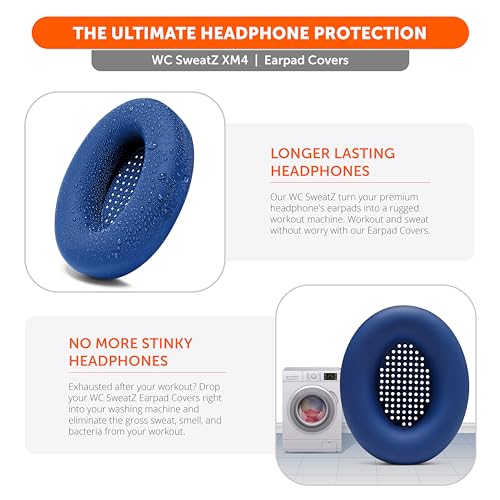 WC SweatZ XM4 - Patented Protective Earpad Sweat Covers for Sony WH1000XM4 by WC, Navy - Image 3