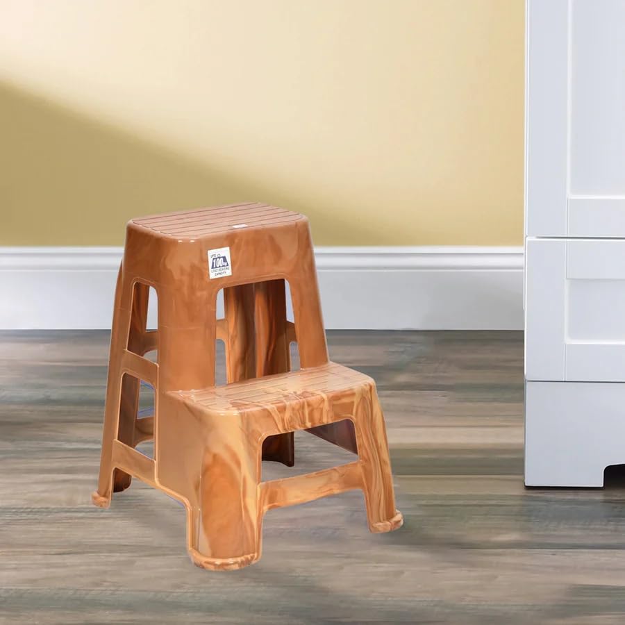 Image of Nilkamal STL21 Step Stool for Home, Bedroom, Bathroom, Kitchen, Living Room, Office, Adult, Kids, Children's and Garden Stool with 100Kg Load Capacity (Pear Wood)