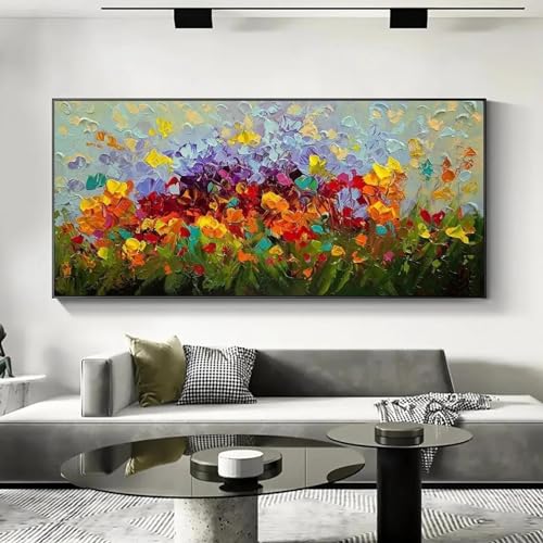 Art mural de grande taille peinture de fleurs abstraites affiche toile 50x100 - 5