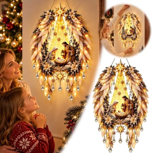 Golden Wing Angel Christmas Ornament, LED Stained Glass Suncatcher Decor,B - image 7
