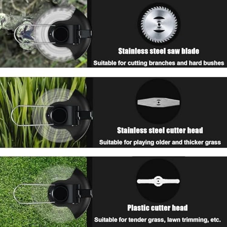 3 in 1 UpgradeCordless String Trimmer with 2 Wheel, 21V 2 X 2.0Ah Battery Powered Grass Mover with Side Cutting Blade, Adjustable Telescopic Pole, Lawn Edger with Charger Black