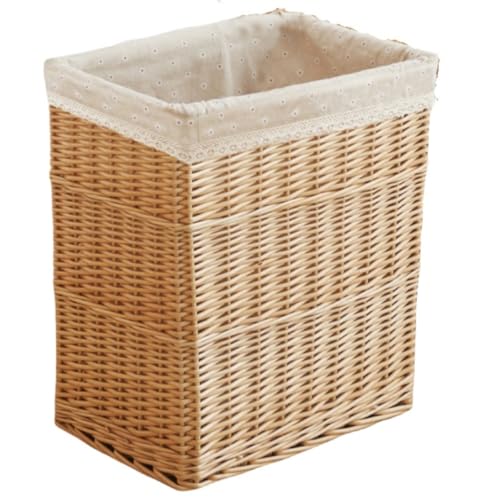 バスケット 収納ボックス フタ付き 小物入れ おしゃれ かご ふた付き ラタン編み 多目的利用 卓上・衣類・靴下収納に適し北欧・アジア雑貨風 和風小物入れ籠 籐脱衣かご 洗濯用品 籐編をまねる 脱衣場 寝室 (M(38*28*43cm),A 蓋なし)