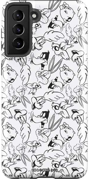 Skinit Pro Phone Case Compatible with Galaxy S21 FE - Officially Licensed Looney Tunes Looney Squad Black and White Grid Design