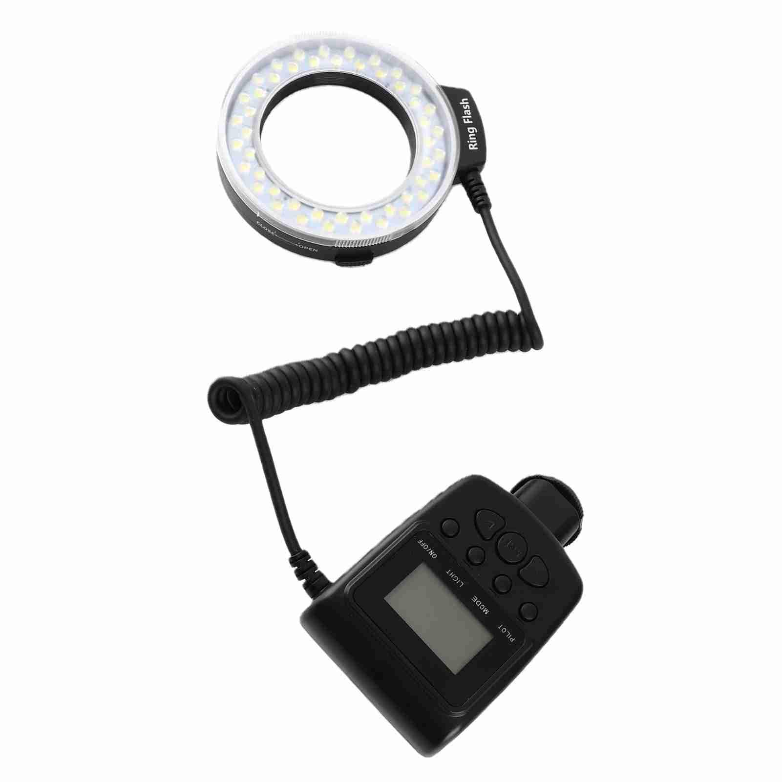 Fabater Przenośna Błyskowa LED na Baterie Światło Wypełniające z Filtrami Kolorowymi i 8 Adapterami do Fotografii, 48 Koralików 7 Poziomów Jasności 4 Tryby Błysku Kontroler LCD do Makrofotografii DSLR