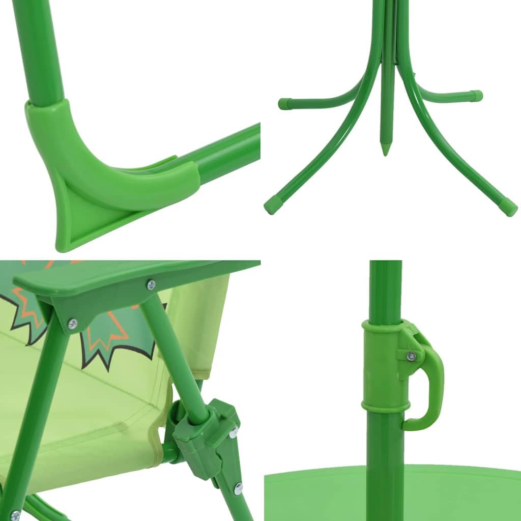 vidaXL 4tlg Campingstuhl Tisch Sitzgruppe Sonnenschirm Kinder Gartenmöbel Froggy