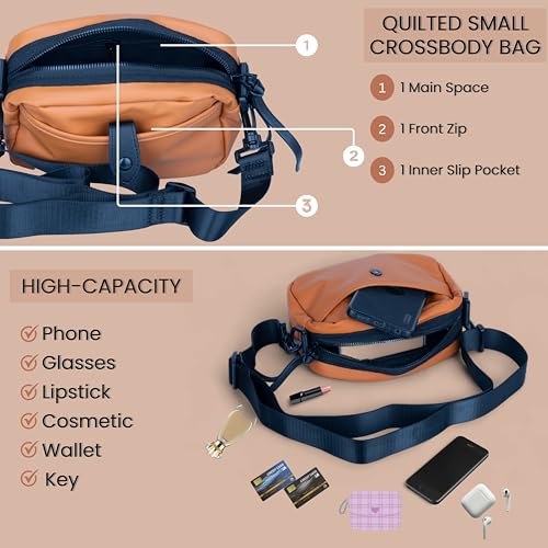 Image of TS WITH TECHSUN Quilted Small Crossbody Bag for Women, Waterproof PU Leather Sling Bag with Adjustable Strap, Lightweight Travel Shoulder, Purse for Phone, Wallet, Keys, Makeup