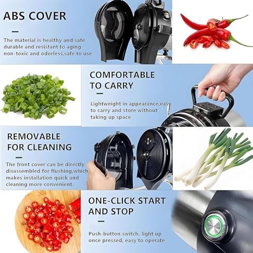 Electric Scallion Slicer & Spring Onion Chopper - 110W Vegetable Cutter for Garlic, Ginger, Chili, Cucumber - High-Speed 6000RPM, Compact Design 40x29x23CM