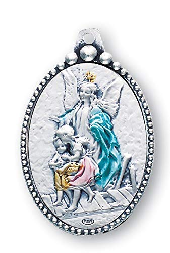 HM MH KS1971 - Llavero de Plata de Ley 925 con Colgante de ángel guardián para niño y niña, en Caja de presentación de Ante