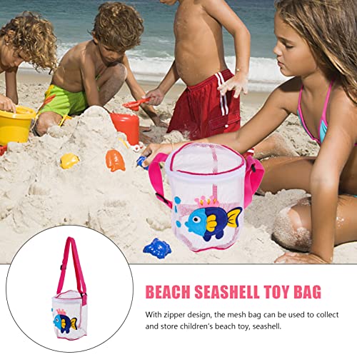 Kisangel Adjustable Zipper Mesh Beach Seashell Bag Portable Carrier for Summer Safe Material for Collecting Seashells and Beach for Boys3
