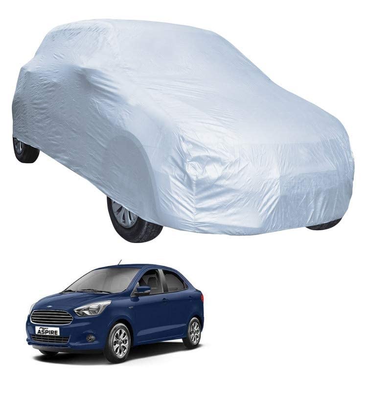 Image of Auto Hub Car Cover Compatible with Figo Aspire with Mirror Pocket, Water Resistant, Triple Stitched, Figo Aspire Car Cover- Plain Silver