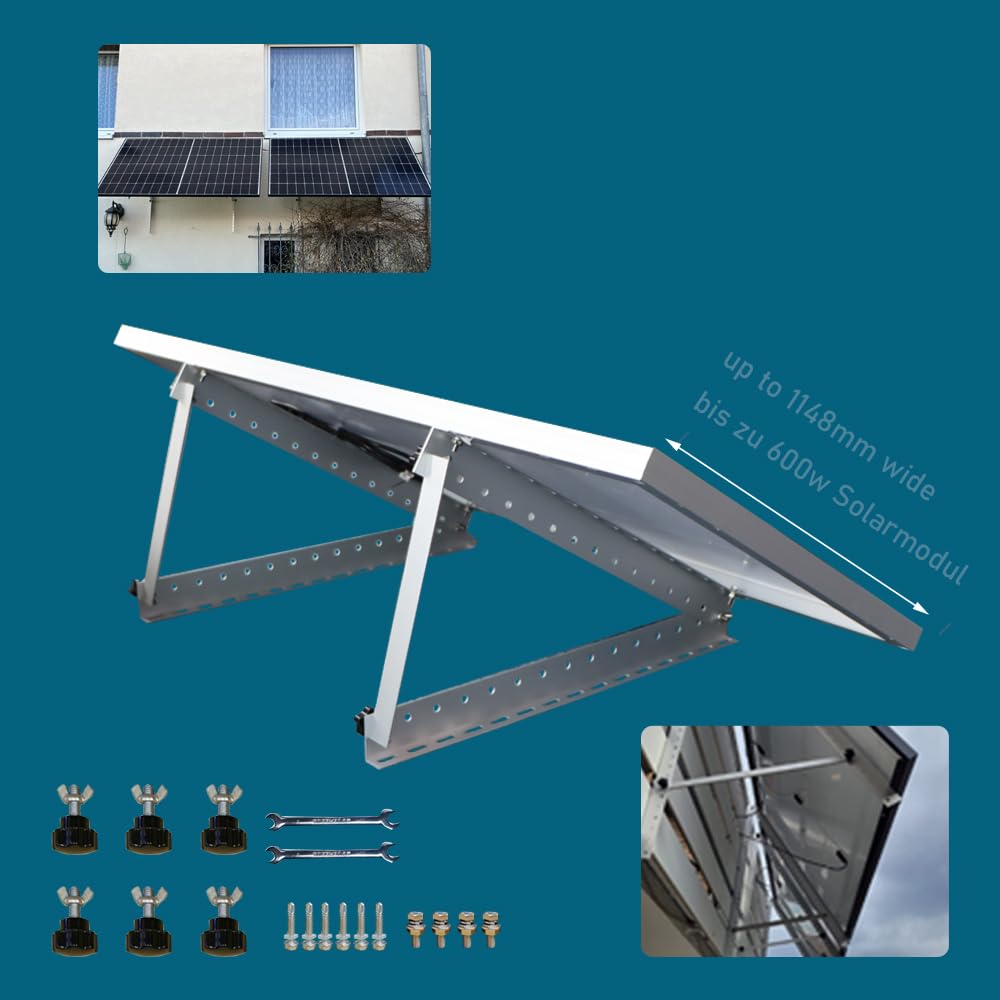 Balkonkraftwerk Halterung Solarmodul Halterung Flachdach Solar Panel Mounting Brackets Tilt Mount Bracket, Angle Adjustable 45 inch 114cm Long