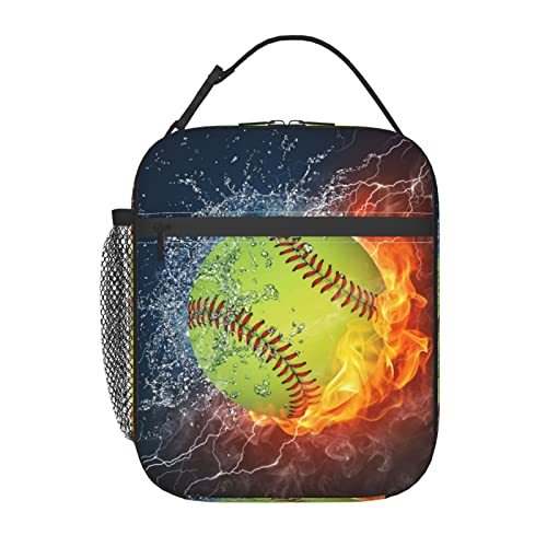 Baseball Softball Ball Lunch Bag For Boys Girls Reusable Lunch Box Insulated Meal Bags Portable Lunch Tote For Kids School Men Work Travel Picnic