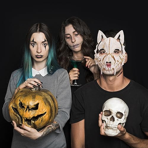 MFUOE Halloween Half Skull Mask Cosplay Costume Skeleton Half Mask Animal Skeleton Scary Mask Halloween Novelty Horror Mask for Adults (Tiger) - Image 3