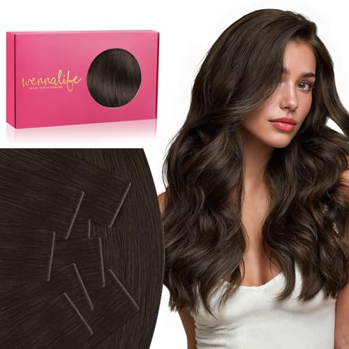 Image of WENNALIFE Invisi Edge Tape in Hair Extensions Human Hair,#2A,18 Inch