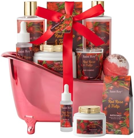 Rose Bath and Body Gift Basket Set for Women