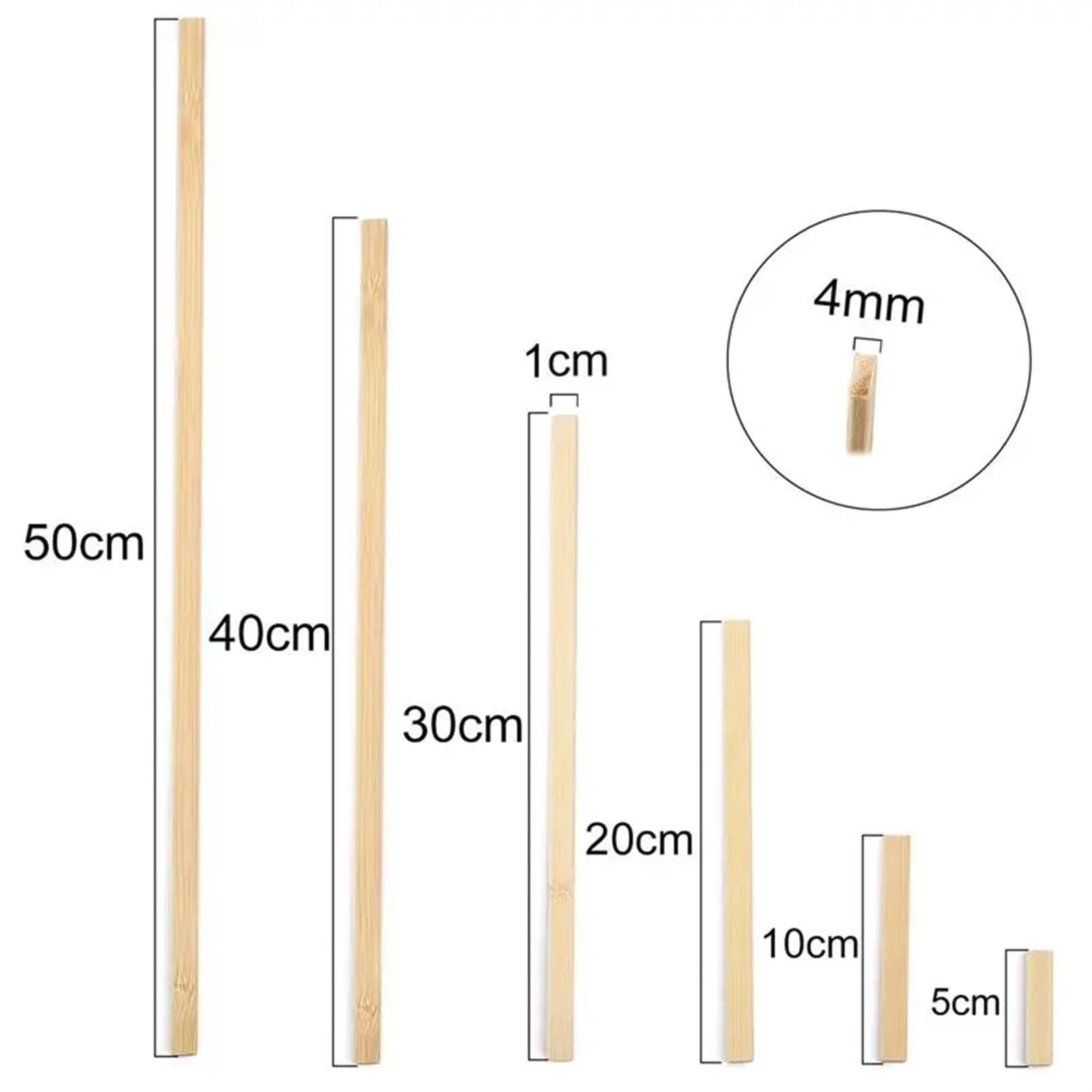 Bâtonnets en Bois fabriqués à la Main, Lot de 60 rondelles Plates 5 à 50 cm for Loisirs créatifs, modélisme, Fabrication Meubles et Outils menuiserie(400X10X4mm)