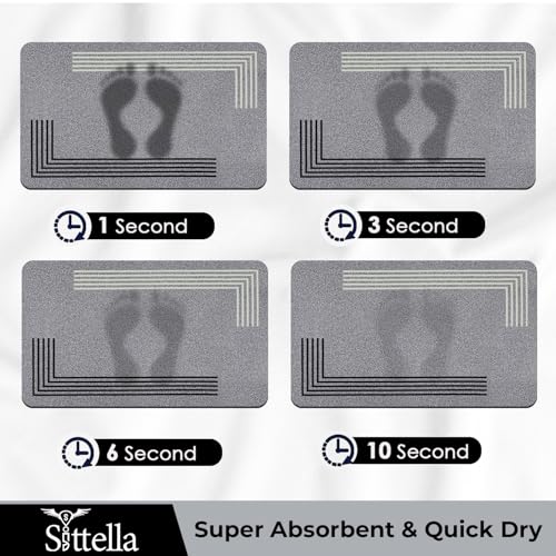 Image of SITTELLA 45x80 cm Rectangular Anti-Skid Rubber Kitchen Mat Set - 3.5mm Thick Water Absorbent Carpet Floor Rug for Kitchen & Home Use, Grey