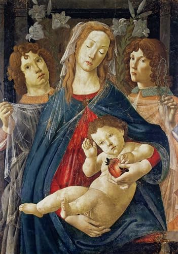 Peinture sur toile Vierge à la Grenade Botticelli grand format 60x90cm