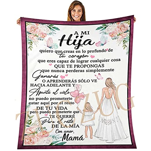 Mantas para Sofás Personalizado Regalos Manta para Mi Hija De Mamá, Edredones con Letras Impresas, Manta con Mensaje El ánimo Y El Amor Positivos De Mamá Cover