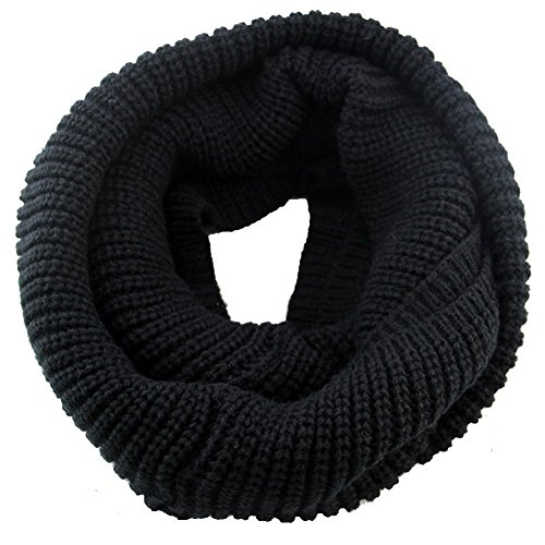 Winter Unisex Chunky Knitted Infinity Snood Scarf Scarves Crochet Knitted Circle Scarves for Women Men Black