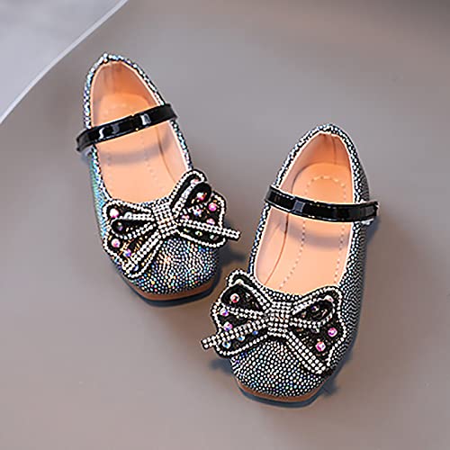 EnJoCho Girls Princess Shoes Star Sequin Sequin Rhinestone Bow Sandals Dancing Shoes Pearl Bling Shoes Single Kids Shoes4