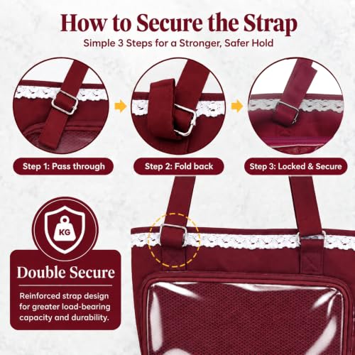 Lace Ita Crossbody Bag with Clear Window, Display Insert & Wing Pins (Red) - image 4