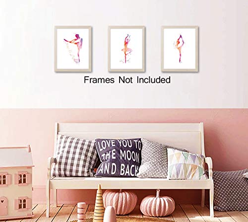 Chditb Unframed Ballerina Wall Art Print Elegant Ballet Girls Art Painting, Set Of 3（8’’X10’’） Canvas Dancer Poster Picture For Beautiful Girls Or Women Room Decor #TOP1