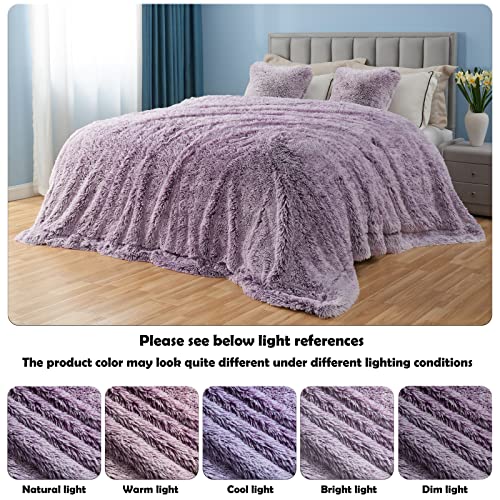 GONAAP Fuzzy Faux Fur Throw Blanket Frosty Purple Super Soft Cozy Plush Fuzzy Shaggy Blanket for Couch Sofa Bed (Frosty Purple, Throw(50"x60"))