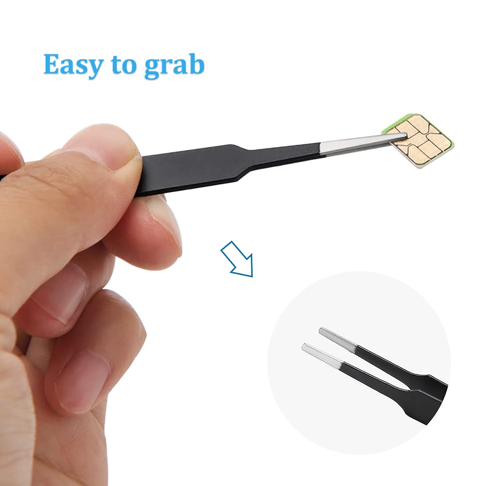 YIXISI 6 Pezzi Pinzette di Precisione ESD Kit, Pinzette Industriali Antistatiche in Acciaio Inossidabile, con Panni per La Pulizia, per Elettronica, Saldatura, Gioielli, Artigianato, Laboratorio
