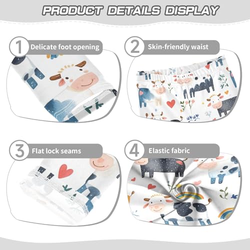 Cute Cows Girls' Leggings Toddler Doodles Rainbow Heart Kids Yoga Pants Dance Active Tights 4T3