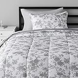 Amazon Basics Ultra-Soft Microfiber Bed-In-A-Bag 5 Piece Comforter Bedding Set, Twin/Twin XL, Grey...