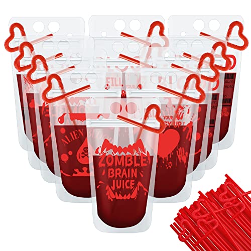 Hotop 24 Set Halloween Drink Cup Pouches with Straws Nurse Gradua...