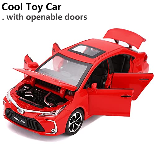 Image of DEUSON ECOM 1:32 Corolla Toy Car for Kids Diecast Metal Car Model Corolla Toy Cars for Kids Sound and Light Pull Back Openable Door, Black