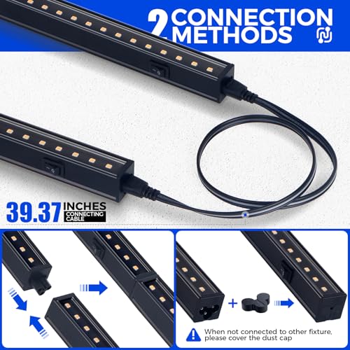 Image of Barrina Grow Lights for Indoor Plants, Full Spectrum Sunlight, Black Cover LED Grow Light Bulbs, T5 Grow Light Strip, 1ft Plant Light for Indoor Plants Growing, 3 Mounting Modes, Yellow, 4 Packs
