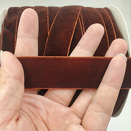 Image of 10 Yards Velvet Ribbon Spool (Coffee, 1 inch)