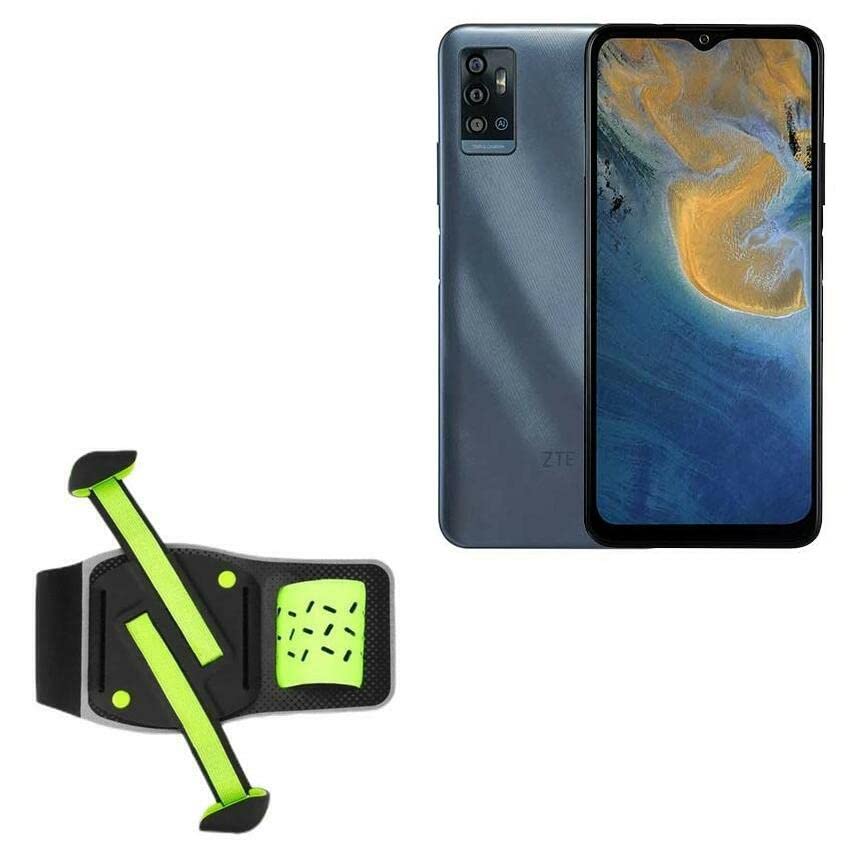 BoxWave Holster Compatible with ZTE Blade A71 - FlexSport Armband, Adjustable Armband for Workout and Running - Stark Green