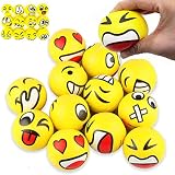 12 Pièces Emoji Boule Antistress, Billes Anti-Stress, Boule de Stress, Mini Balles en Mousse Balle, Jouets de Décompression pour Enfants et Adultes, Parfaites pour Soulager l'anxiété de Stress