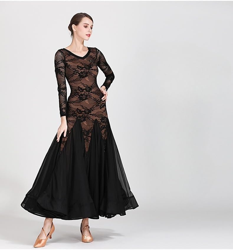 HEARTTOUCH Women's Lace Ballroom Dance Dress Elegant Modern Waltz Tango Dresses for Dance Competitions & Performances Events