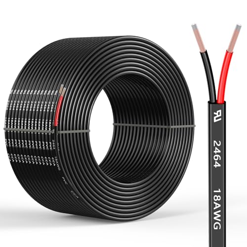 18 Gauge 2 Conductors 30FT Electrical Wire Flexible Low Voltage PVC Copper Clad Aluminum Extension Cord for Car Speaker Wire Car Lighting LED Wire Outdoor Lighting Residential Wiring 12V/24V DC